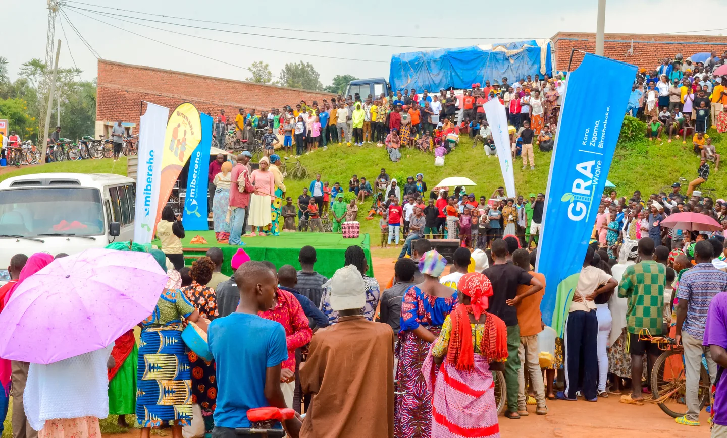 Residents at a community information event in Gatsibo.